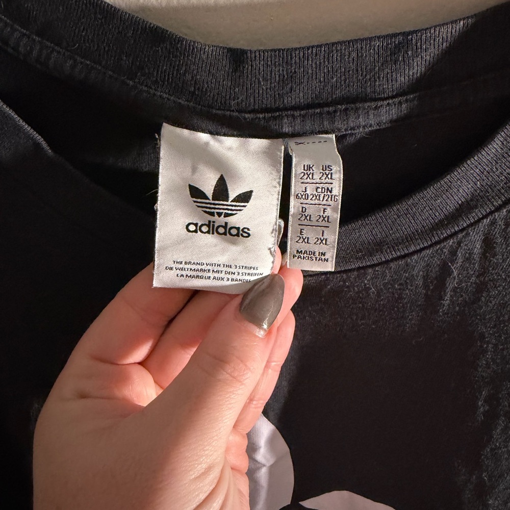 Adidas Originals Trefoil Logo Colorblock T-Shirt Black/Gray/White 2XL - Picture 2 of 5